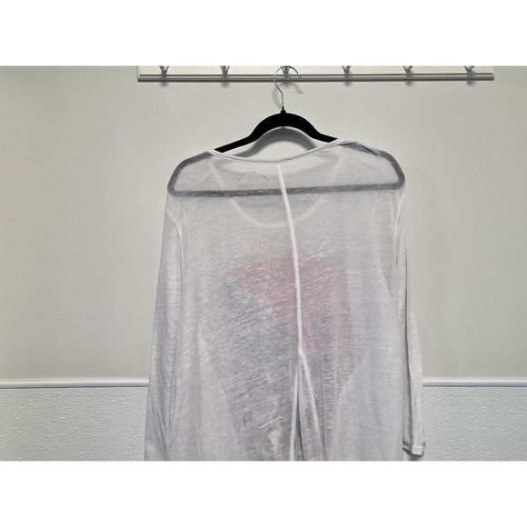 Women's Lucky Brand White Red Peacock Print Sheer‎ Short Sleeve Tee Plus Size 3X - Picture 9 of 9